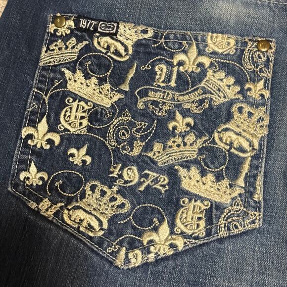 Vintage Ecko Unltd Baggy Fit Crown Embroidered Jeans Size 36x30 Y2K - Picture 4 of 8
